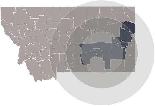 State map of Montana showcasing the personal injury and workers' compensation services offered in Montana and Wyoming through Gerstner Adam Law in Billings, Montana