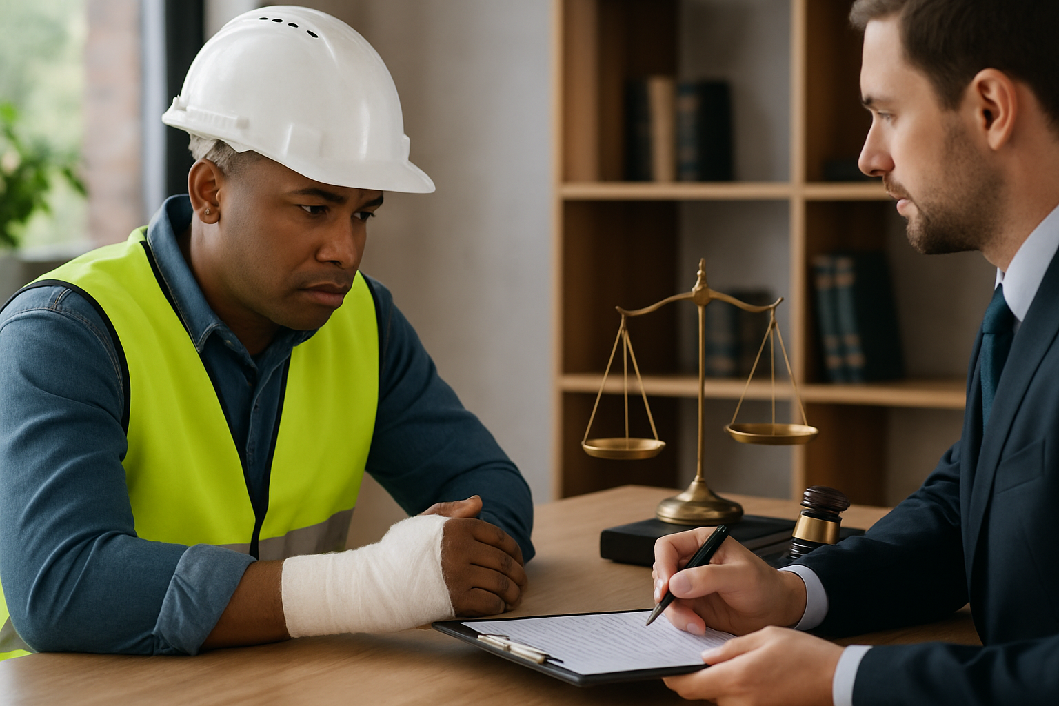 Understanding Workers' Comp Laws and Liability in Montana: A Business Owner's Guide 1 Montana business owner reviewing workers compensation insurance documents and liability policies in an office setting