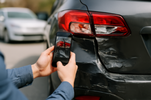 auto accident documenting car accident damage with photos featured