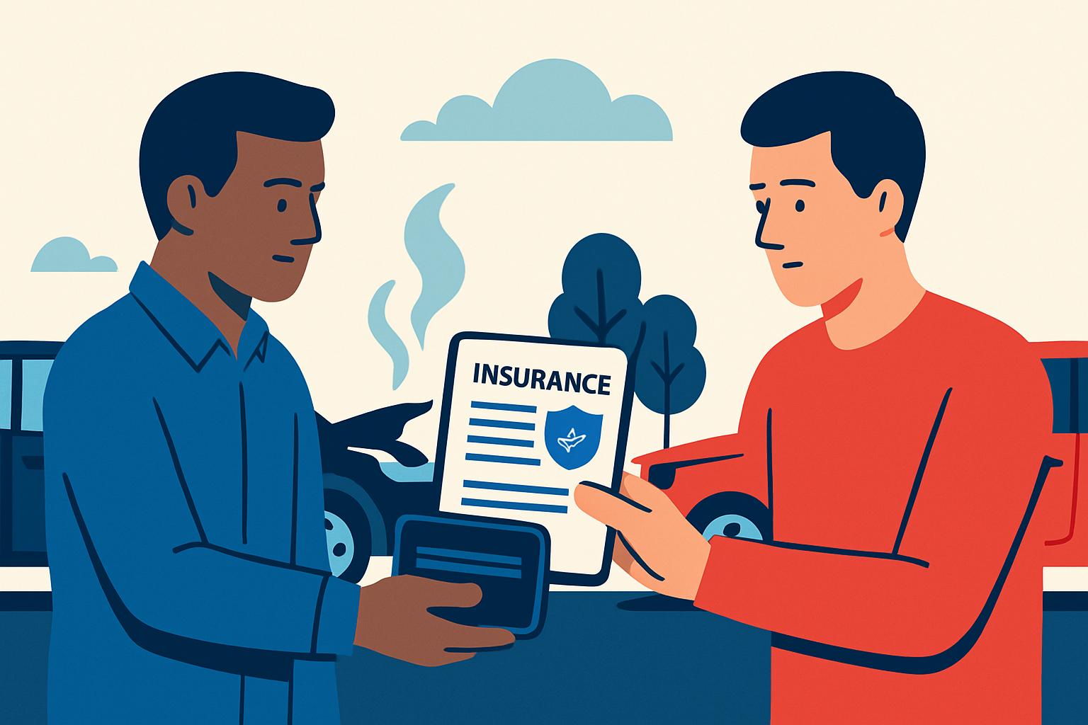 Exchanging Insurance Information After Accident Billings: A Business Owner's Guide to Protecting Your Company 1 Professional business person reviewing insurance documents and taking notes at a vehicle accident scene in Billings Montana