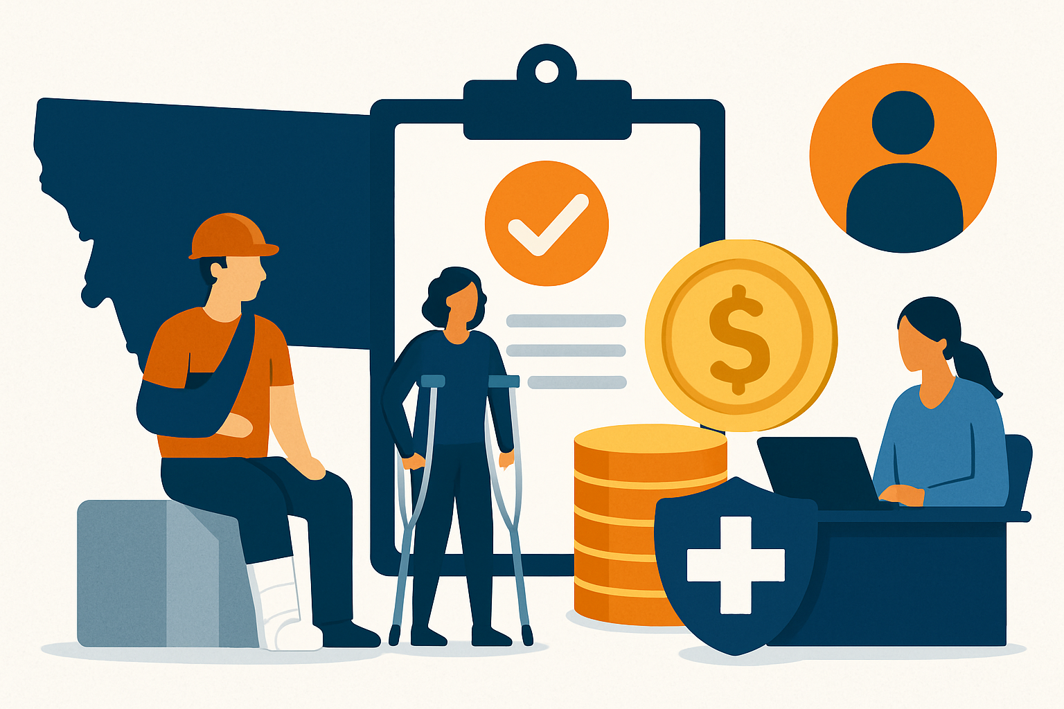 Montana Workers Compensation Benefits Explained: A Complete Guide for Employers 1 Professional business owner reviewing workers compensation benefits documentation at desk with Montana business setting in background
